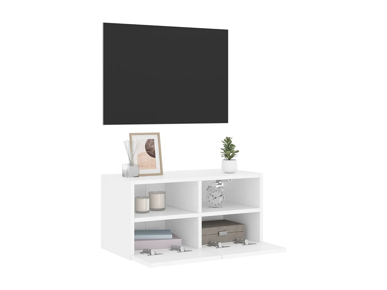 Mobile TV a Parete Bianco 60x30x30 cm in Legno Multistrato