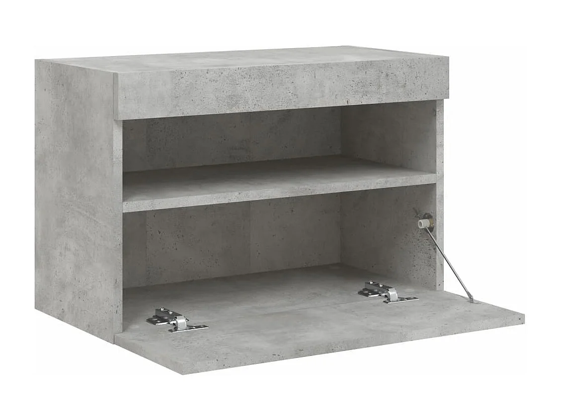 Mobile TV a Parete con Luci LED Grigio Cemento 60x30x40 cm