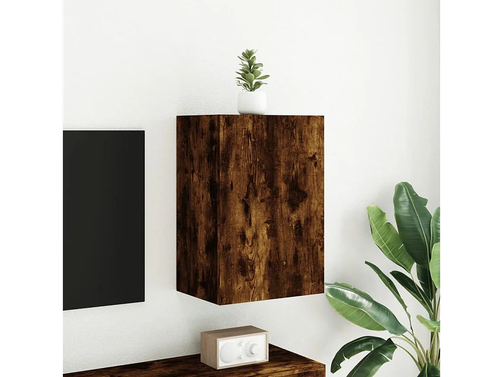 Mobile TV a Parete Rovere Fumo 40,5x30x60 cm Legno Multistrato