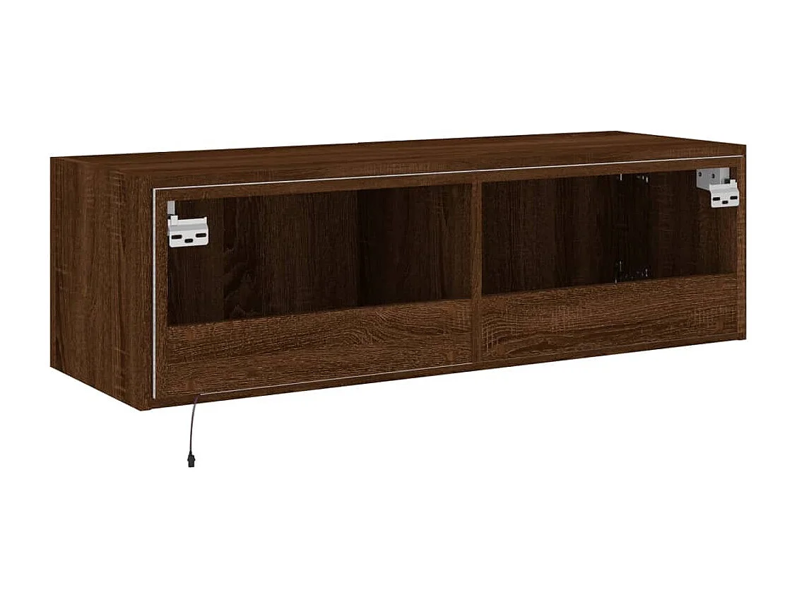 Meuble TV mural avec lumières LED chêne marron 100x35x31 cm