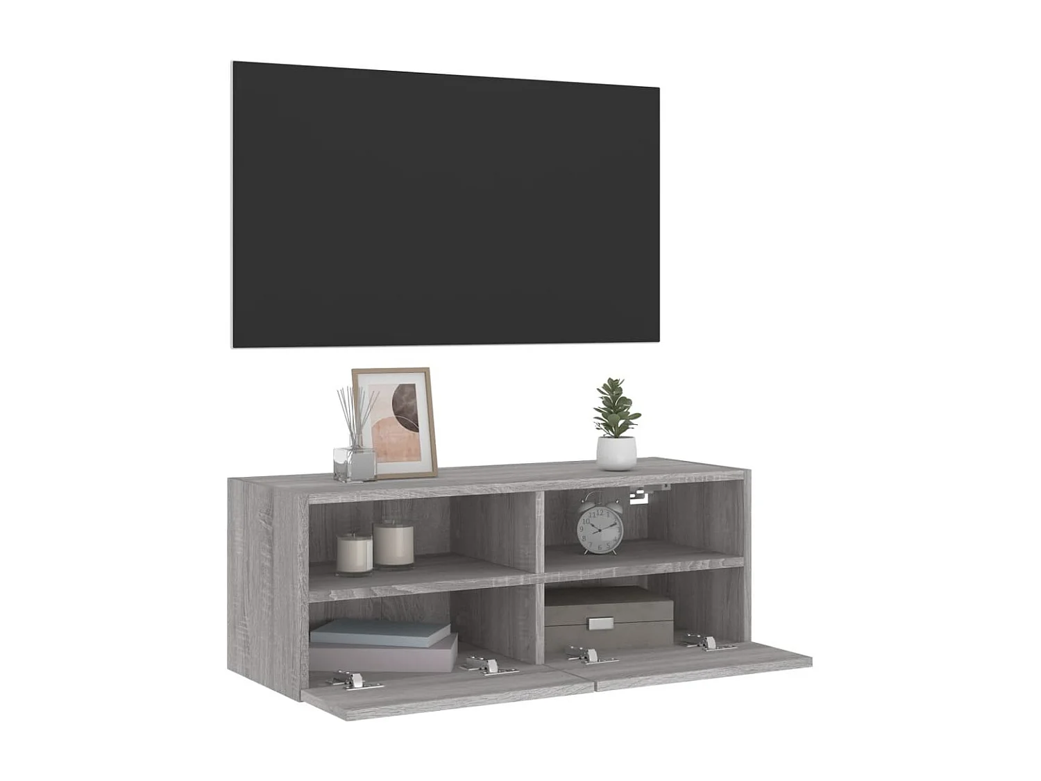 Meuble TV mural sonoma gris 80x30x30 cm bois d'ingénierie