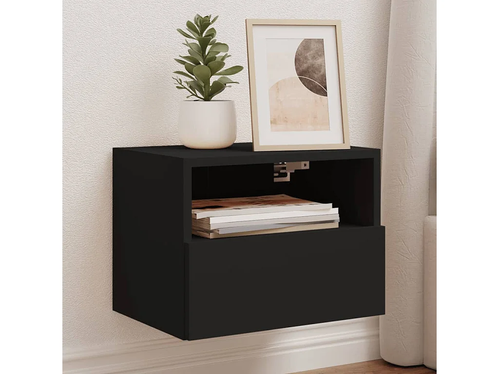 Mobile TV a Parete Nero 40x30x30 cm in Legno Multistrato