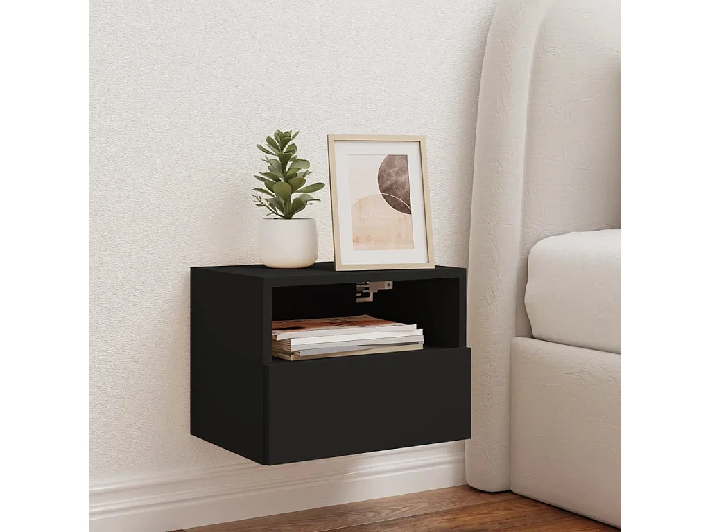 Mobile TV a Parete Nero 40x30x30 cm in Legno Multistrato