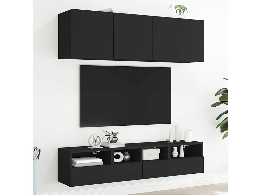 Mobile TV a Parete Nero 40x30x30 cm in Legno Multistrato