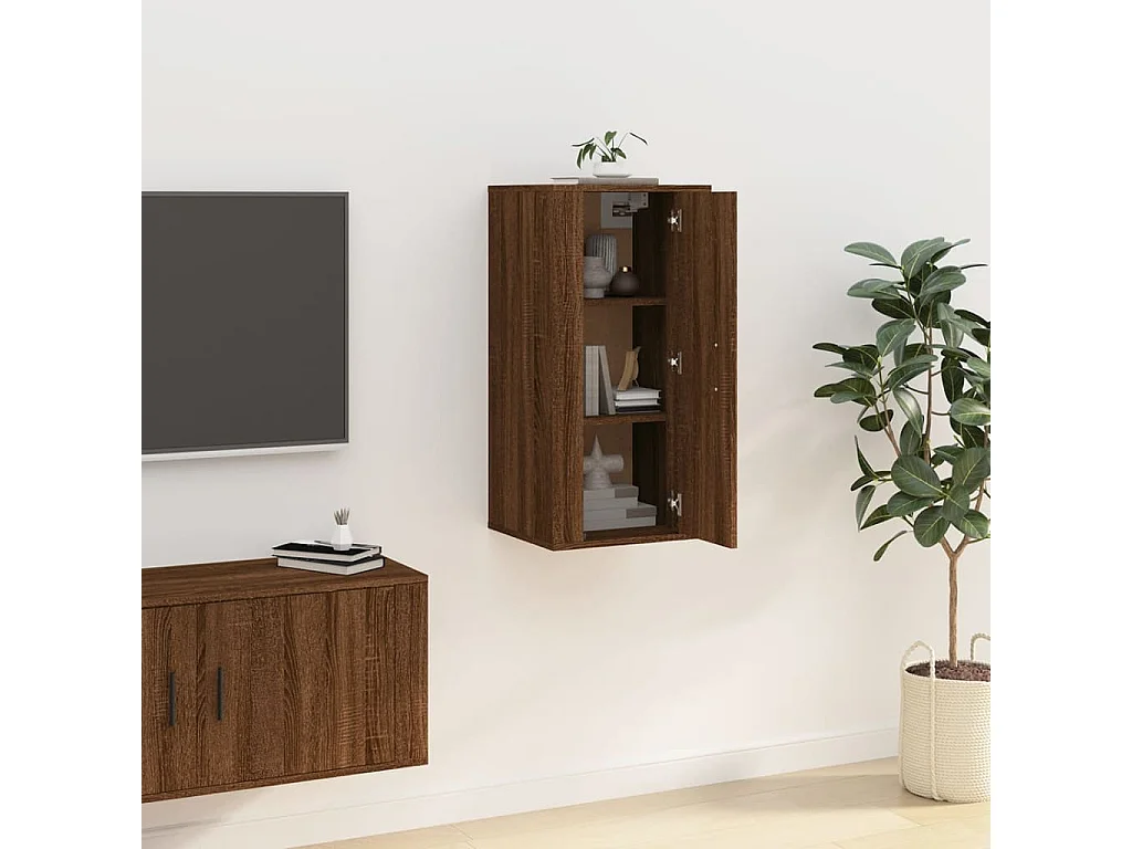 Mobile Porta TV a Parete Rovere Marrone 40x34,5x80 cm