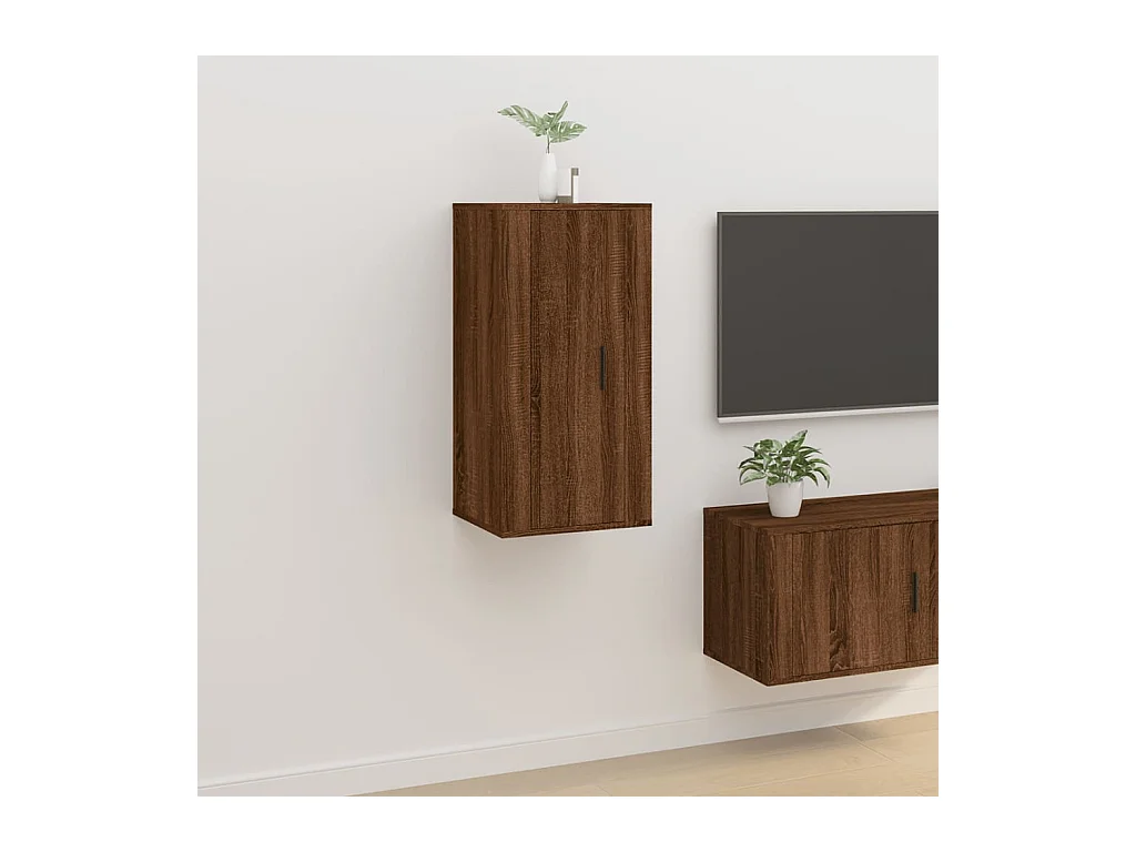 Mobile Porta TV a Parete Rovere Marrone 40x34,5x80 cm