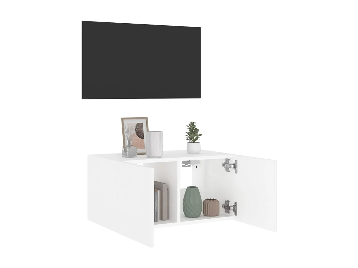 TV-Wandschrank mit LED-Leuchten Weiß 60x35x31 cm