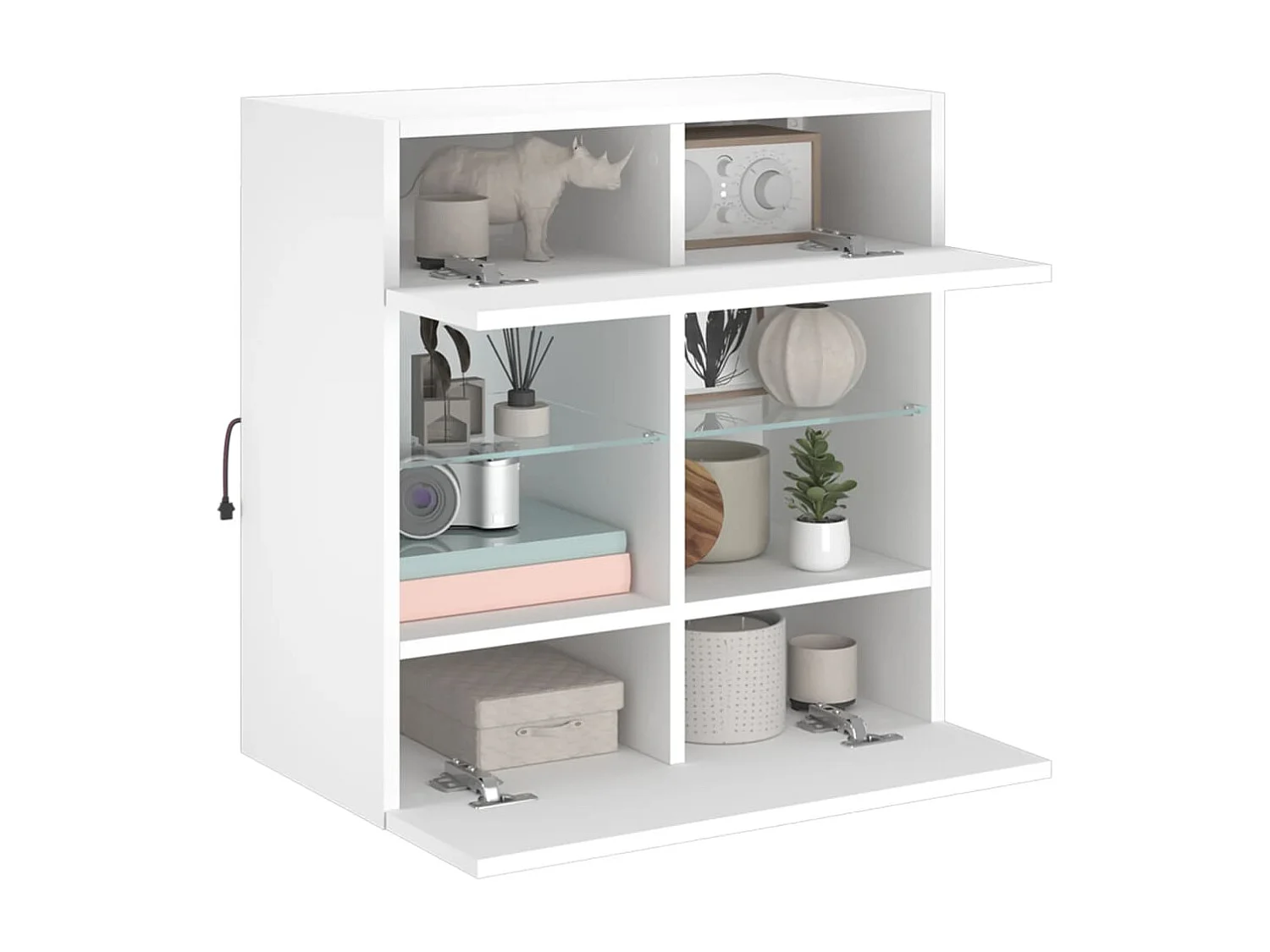 Mueble de TV de pared con luces LED blanco 58,5x30x60,5 cm