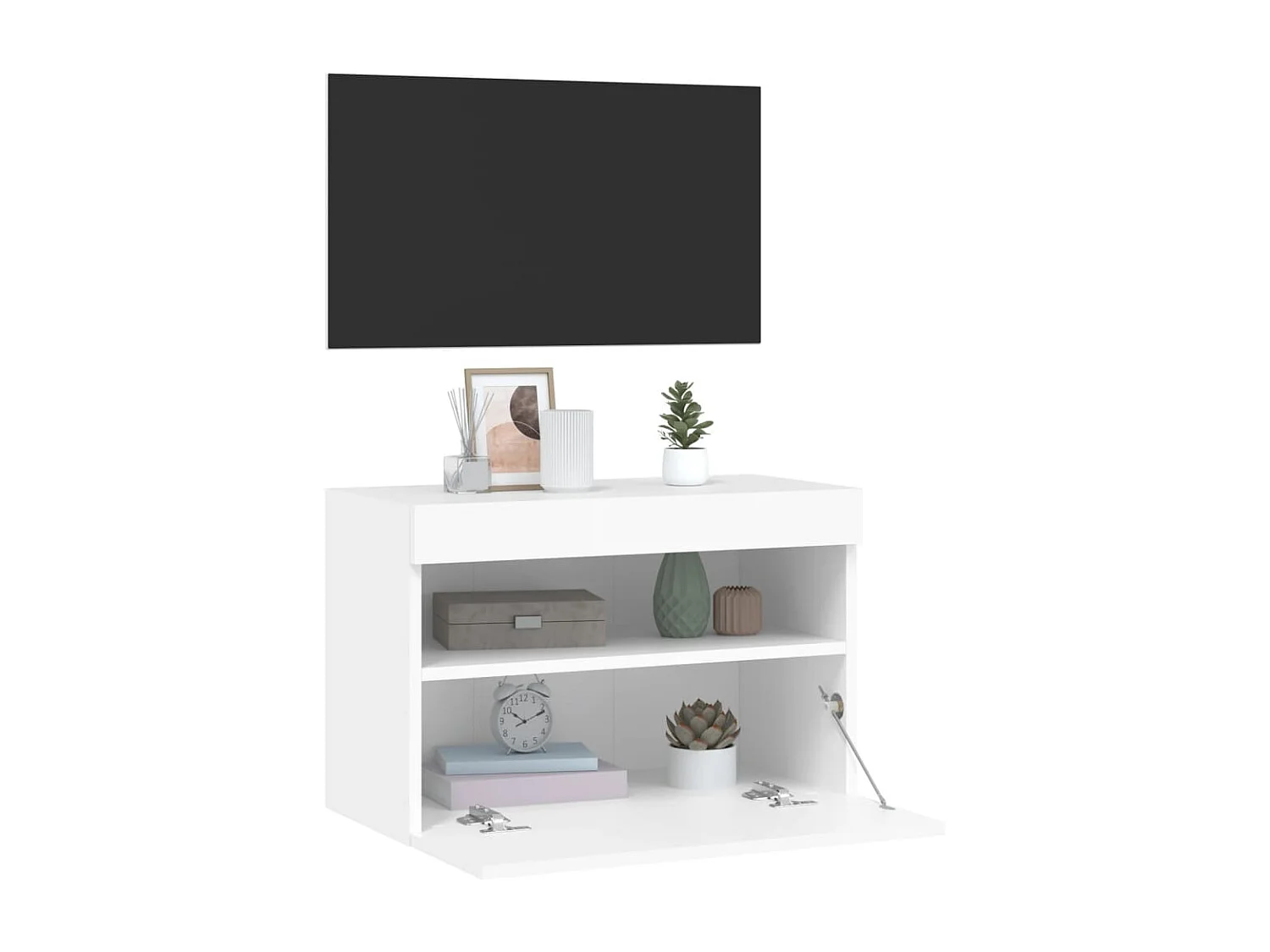 Mobile TV a Parete con Luci LED Bianco 60x30x40 cm