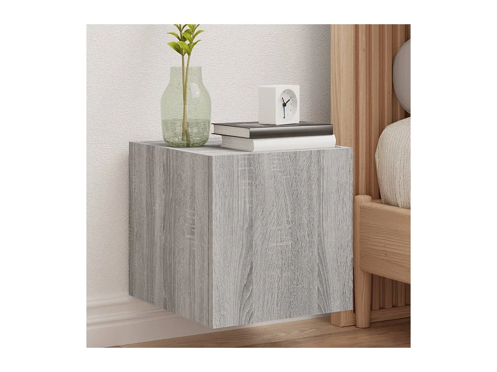 Mobile TV a Parete con Luci LED Grigio Sonoma 30,5x35x30 cm