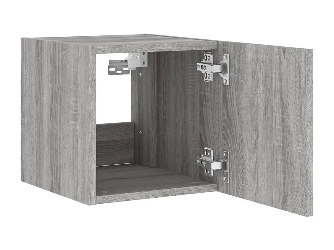 Mobile TV a Parete con Luci LED Grigio Sonoma 30,5x35x30 cm