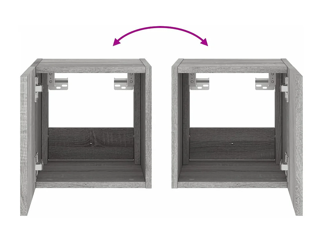 Mobile TV a Parete con Luci LED Grigio Sonoma 30,5x35x30 cm