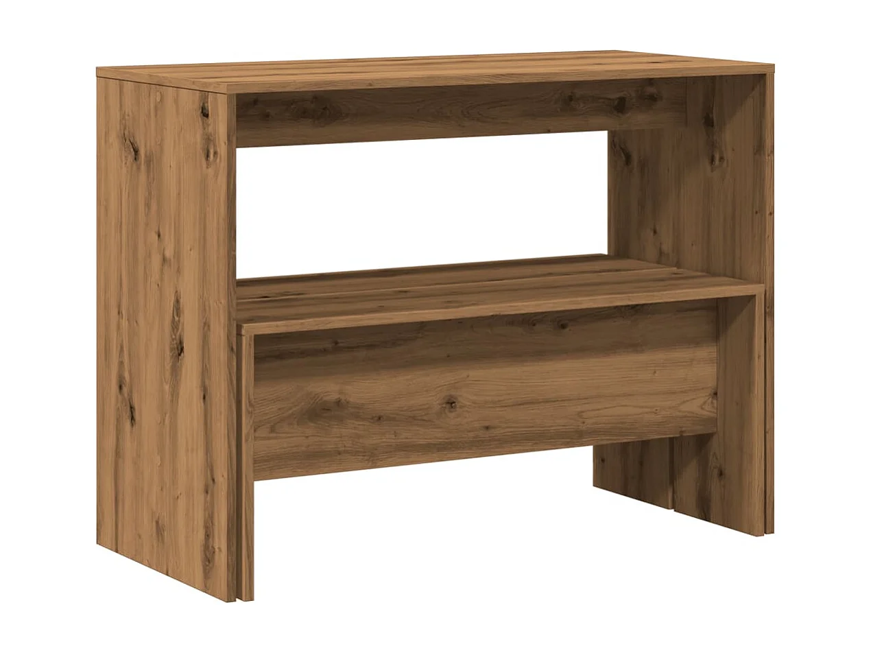 Ensemble table à manger et bancs 3 pcs bois d'ingénierie