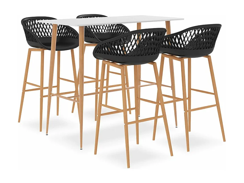 5-teiliges Bar-Set Weiß und Schwarz