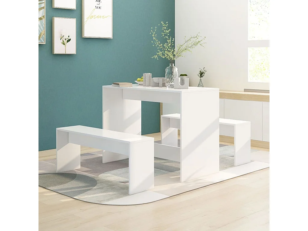 Set da pranzo 3 pezzi Legno ingegnerizzato bianco