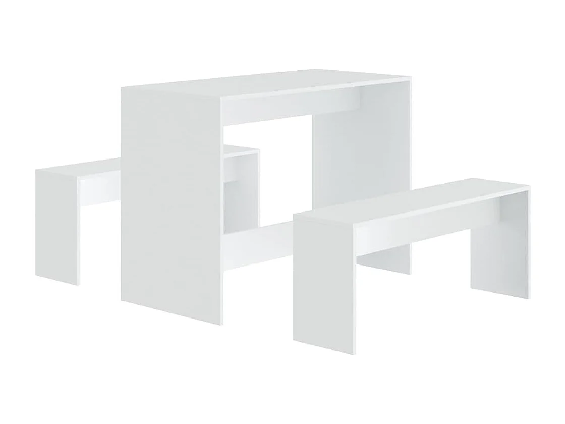 Set da pranzo 3 pezzi Legno ingegnerizzato bianco