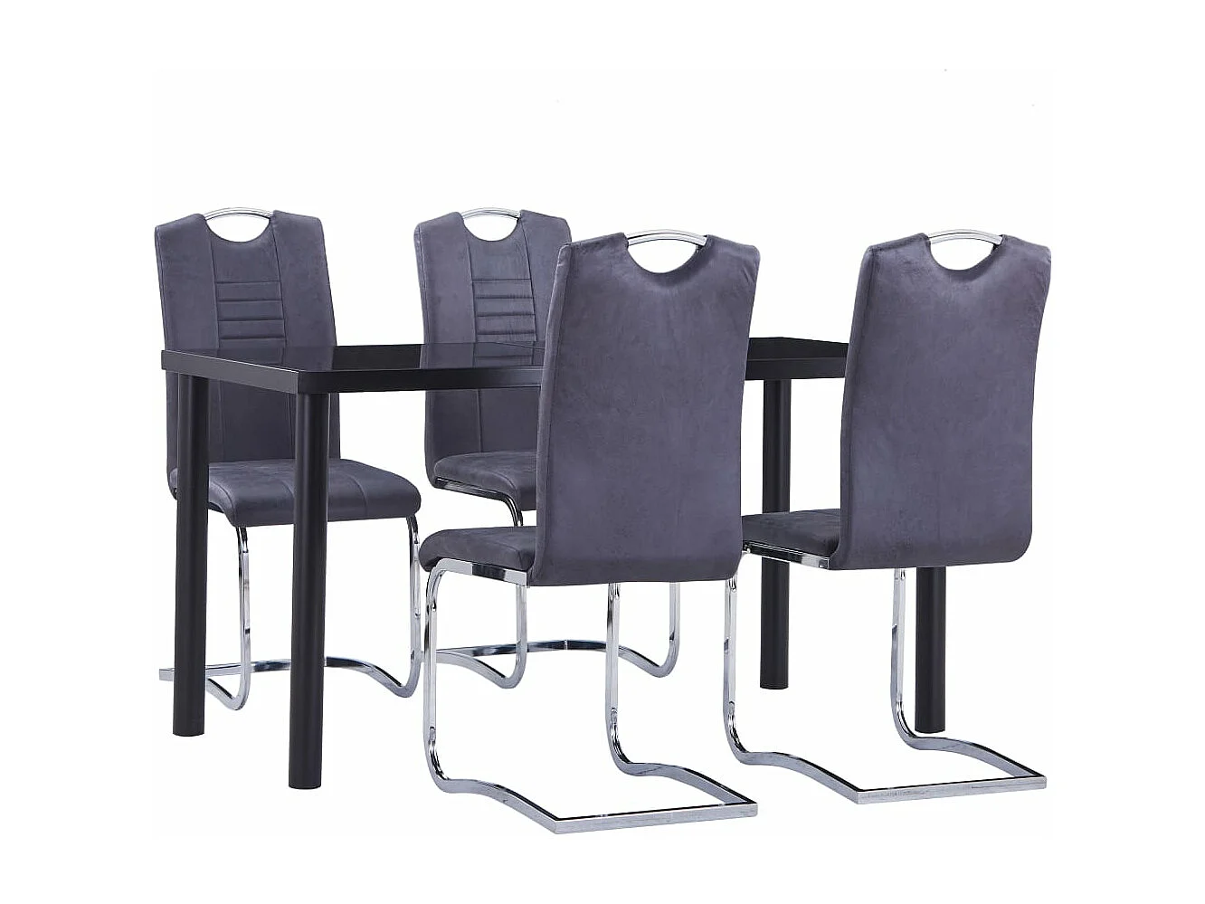 Ensemble de salle à manger 5 pcs Similicuir daim Gris