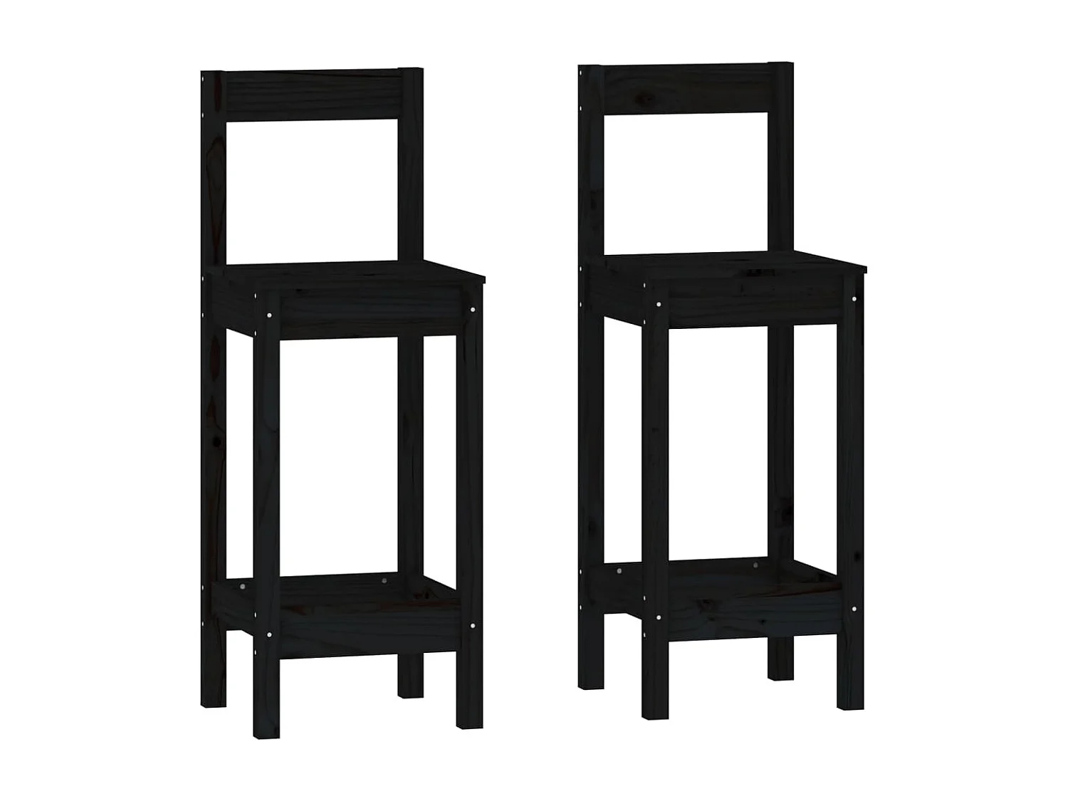 3-teiliges Bar-Set, schwarz, massives Kiefernholz