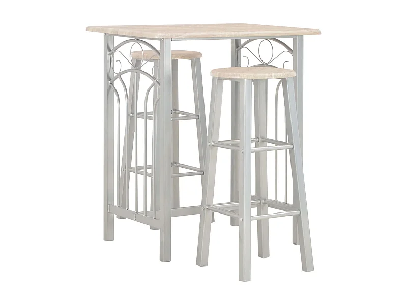 Set barre 3 pz. Legno e acciaio