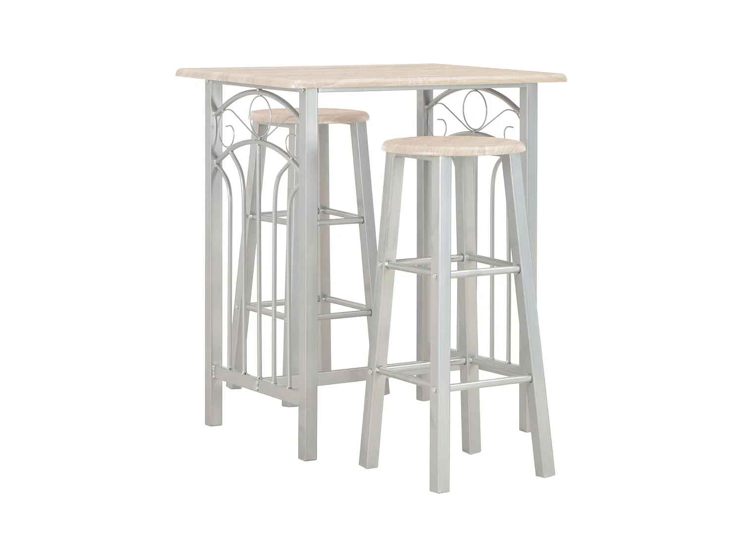 3-teiliges Stangenset aus Holz und Stahl
