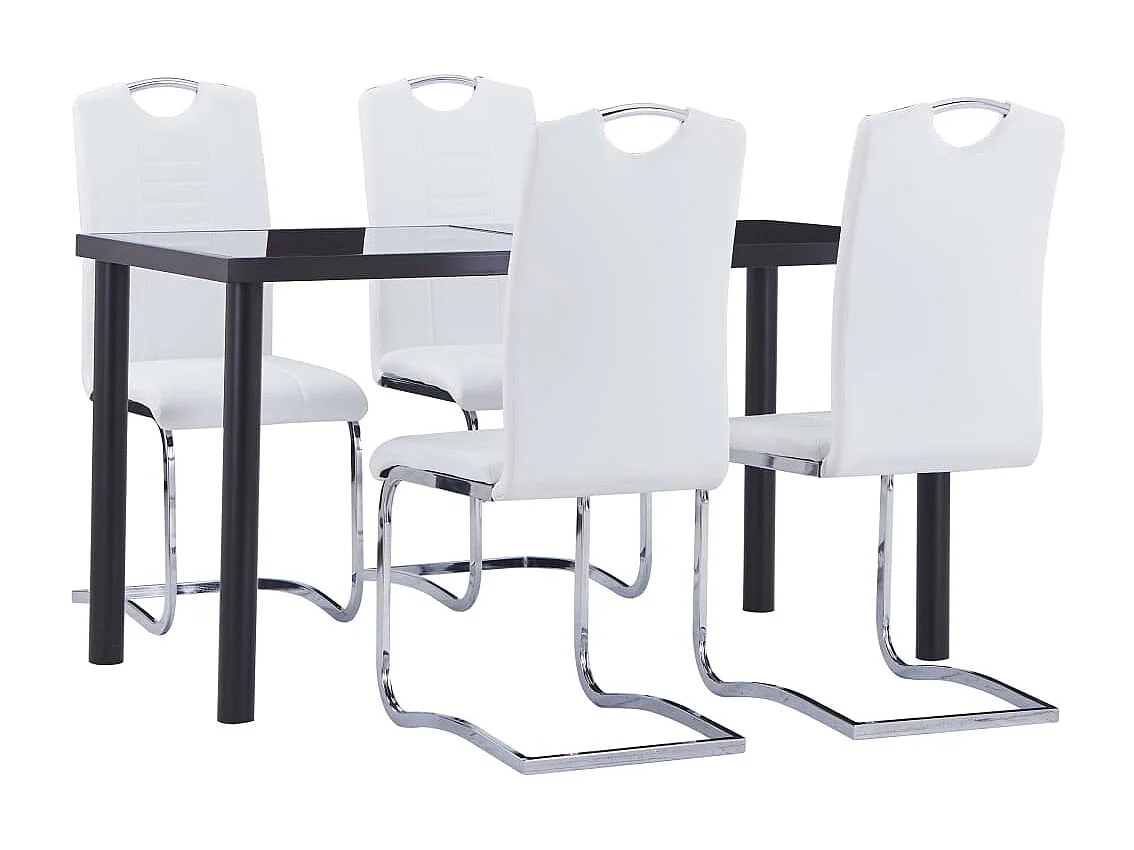 Set da pranzo da 5 pezzi in ecopelle bianca