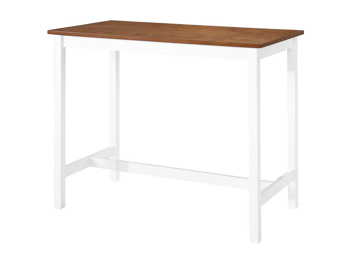 Table et chaises de bar 5 pcs Bois massif Marron et blanc