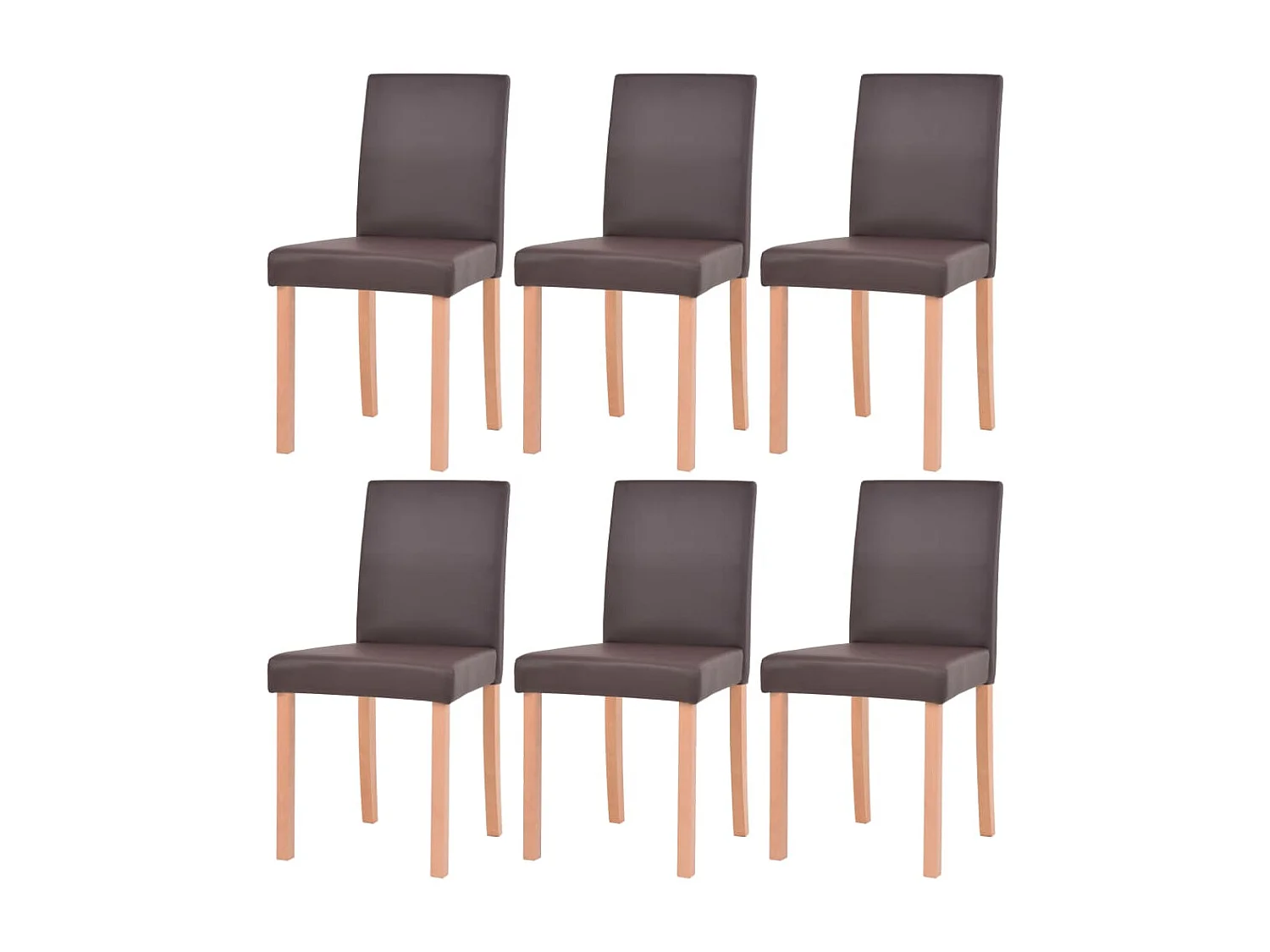 Tafel en stoelen 7 stuks Kunstleer Eiken Bruin