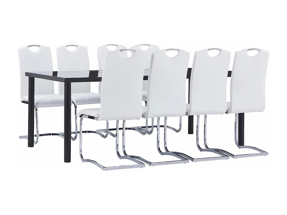 Ensemble de salle à manger 9 pcs Similicuir Blanc