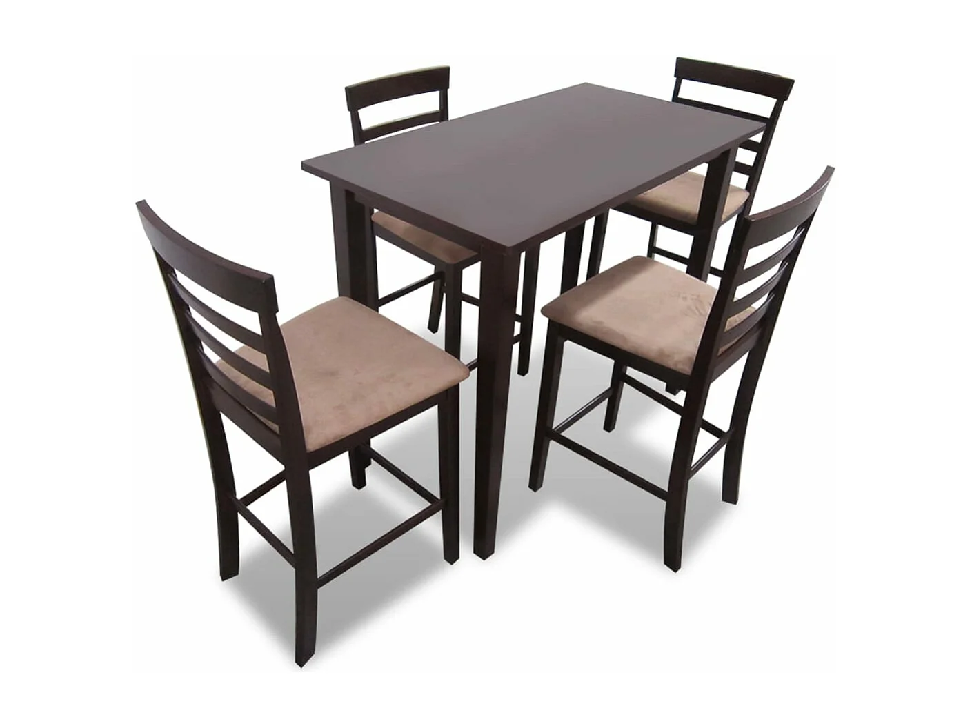 Conjunto de mesa e 4 cadeiras de bar em madeira marrom