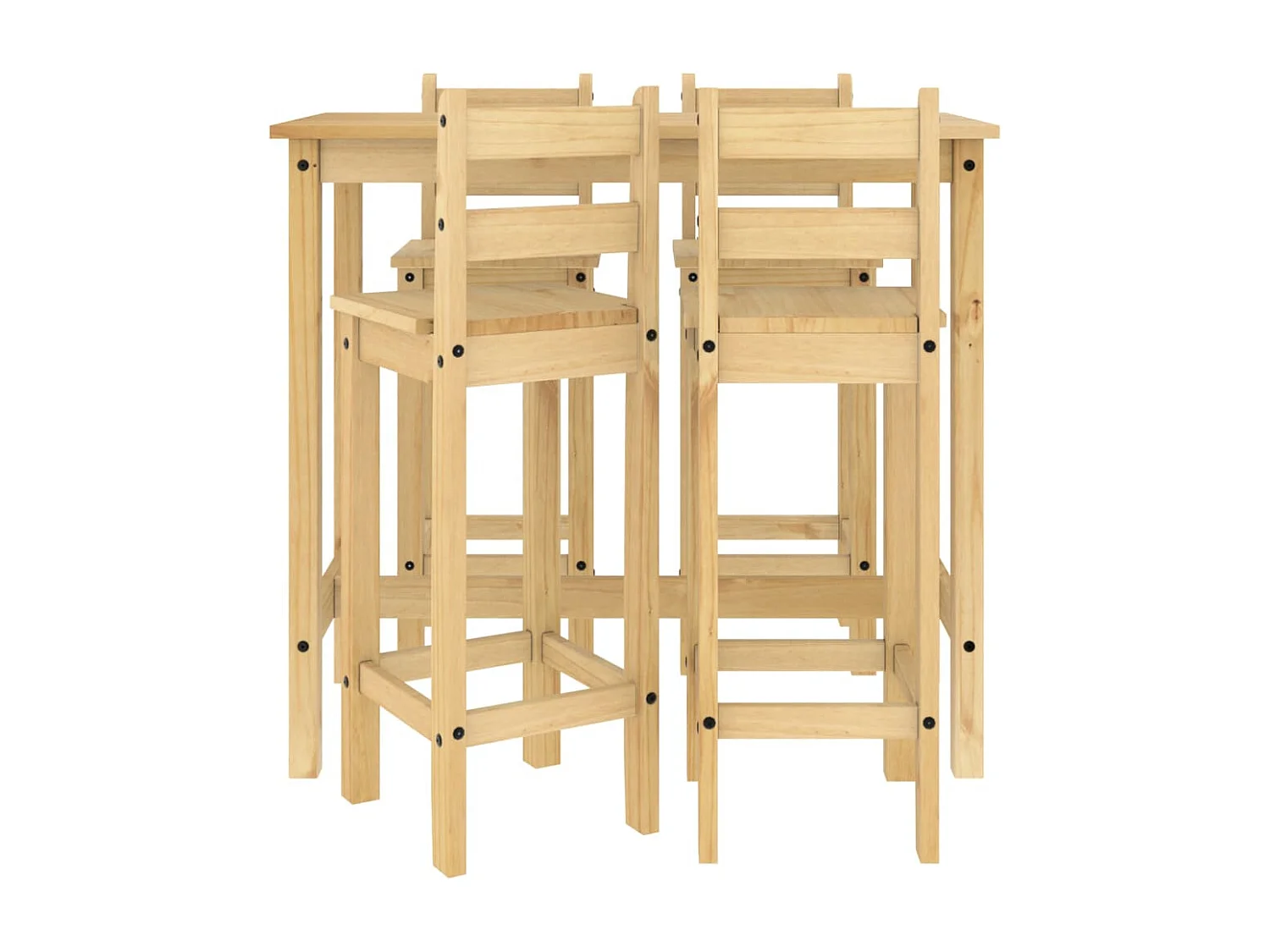 5-teiliges Bar-Set aus massivem Kiefernholz