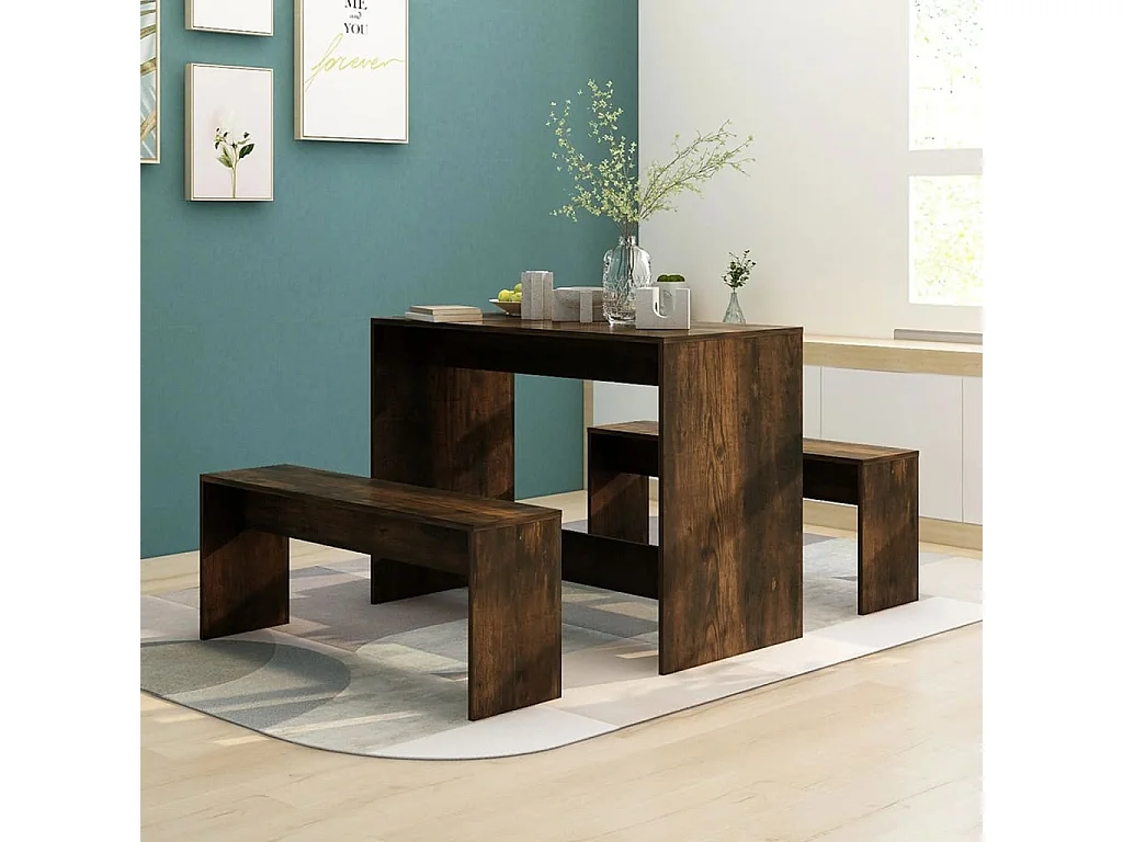 Ensemble à manger 3 pcs chêne fumé bois d'ingénierie