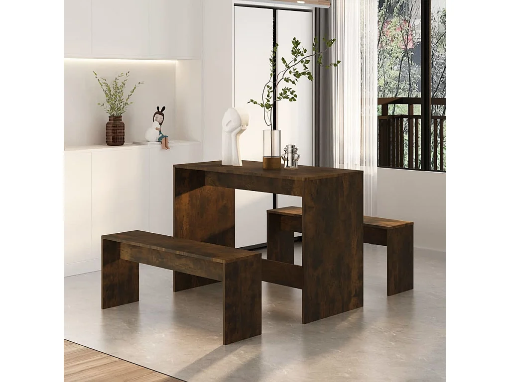Ensemble à manger 3 pcs chêne fumé bois d'ingénierie