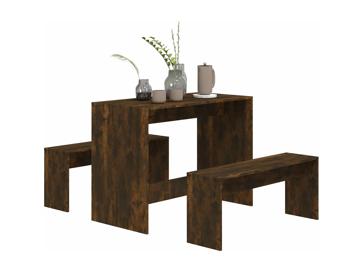 Ensemble à manger 3 pcs chêne fumé bois d'ingénierie