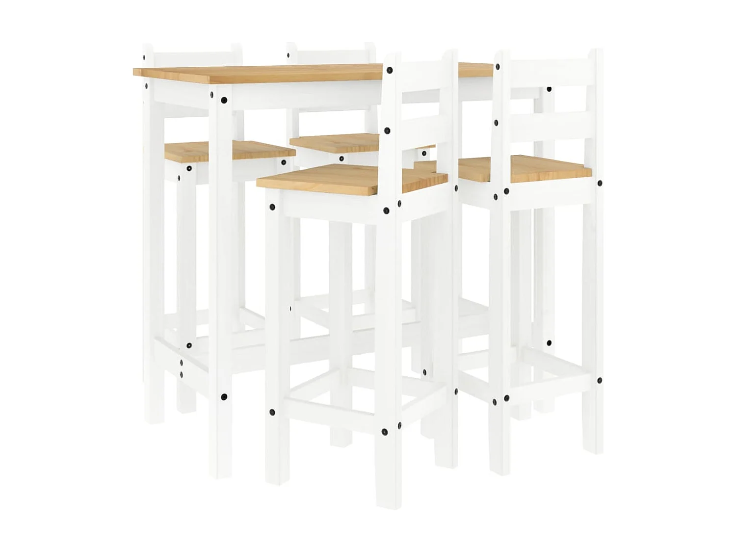 Ensemble de bar 5 pcs Blanc Bois de pin massif
