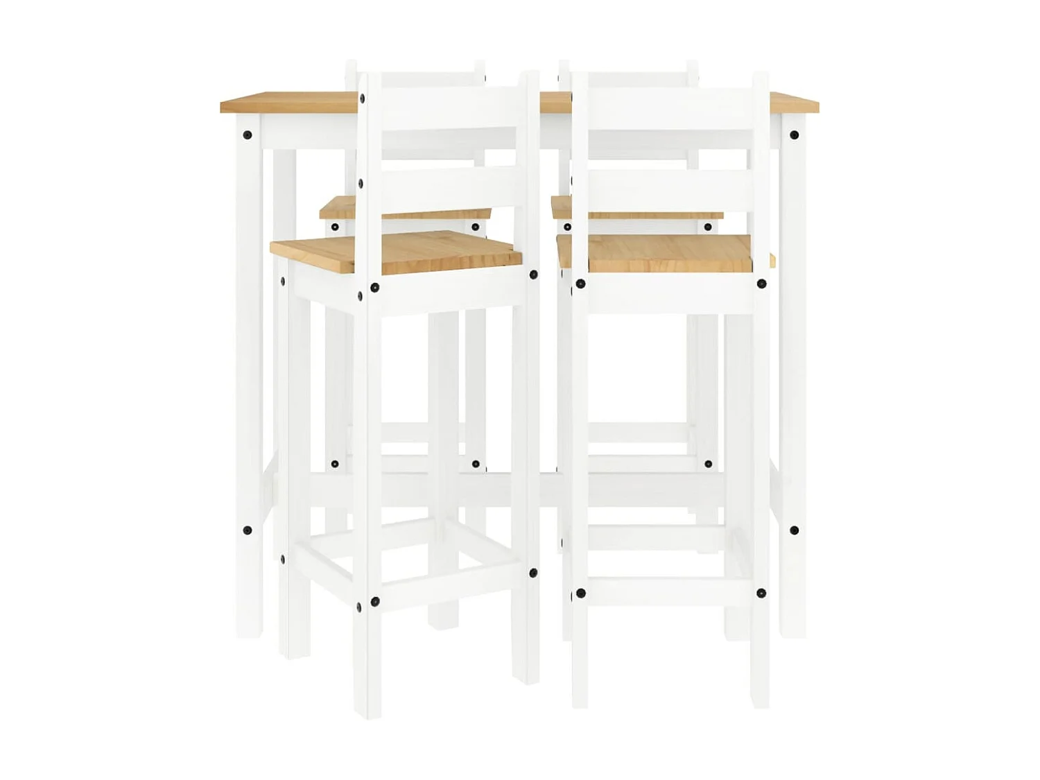 Ensemble de bar 5 pcs Blanc Bois de pin massif