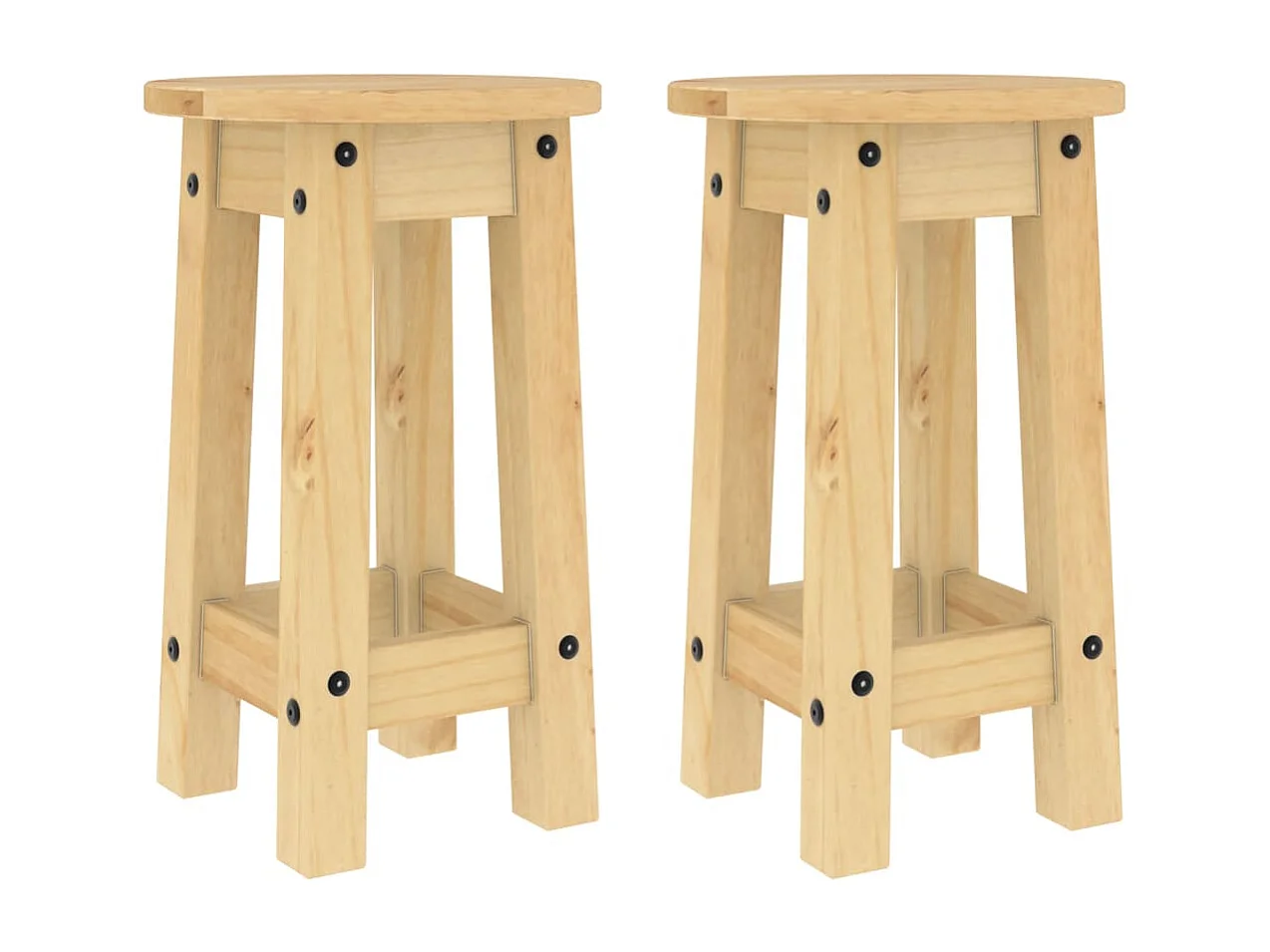 Set di 2 sgabelli da bar in legno massello di pino