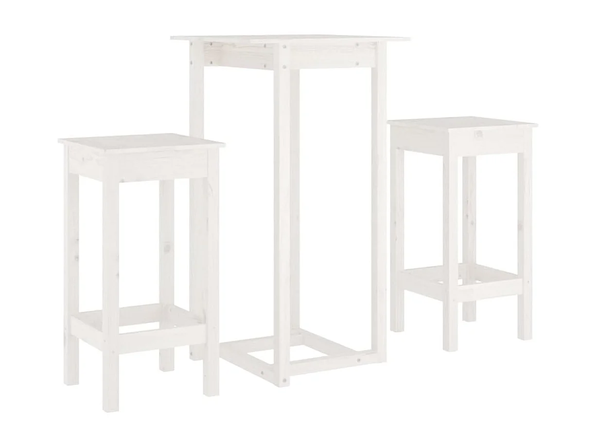 3-delige barset Wit Massief grenenhout