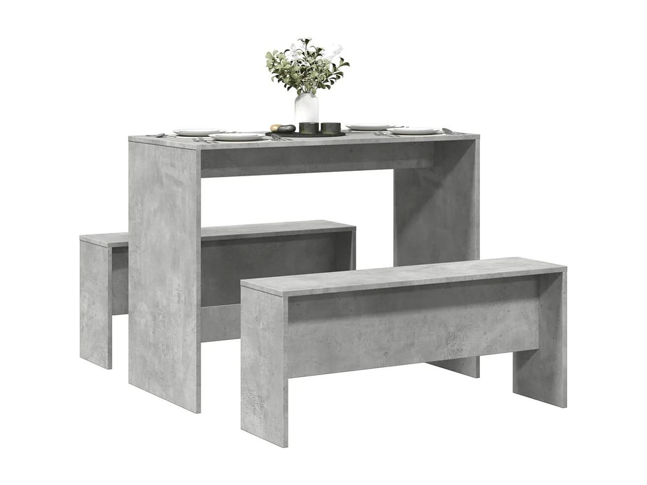 Ensemble table à manger et bancs 3 pcs bois d'ingénierie