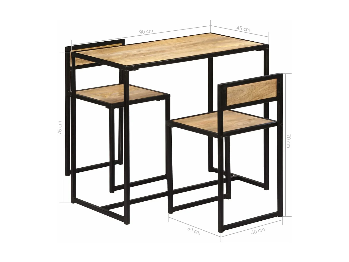 Ensemble de salle à dîner 3 pcs Bois de manguier solide