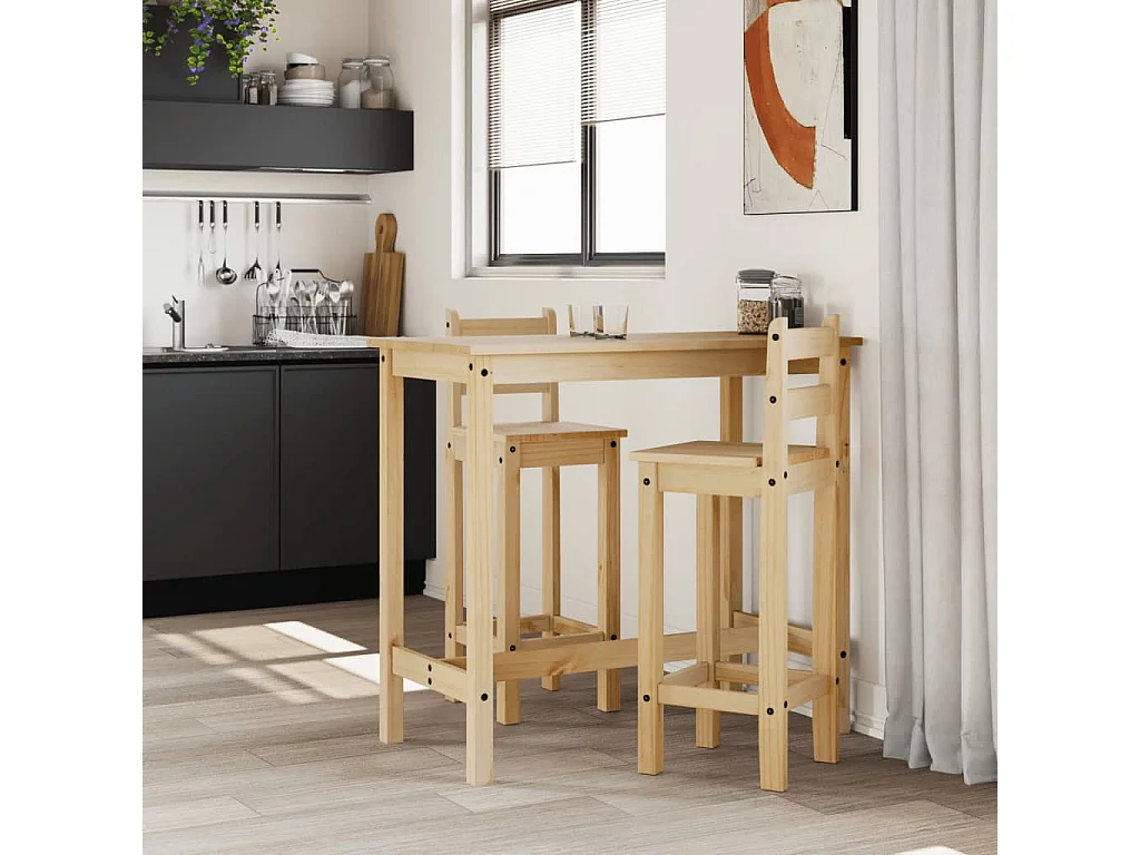 Chaises de bar lot de 2 bois de pin solide