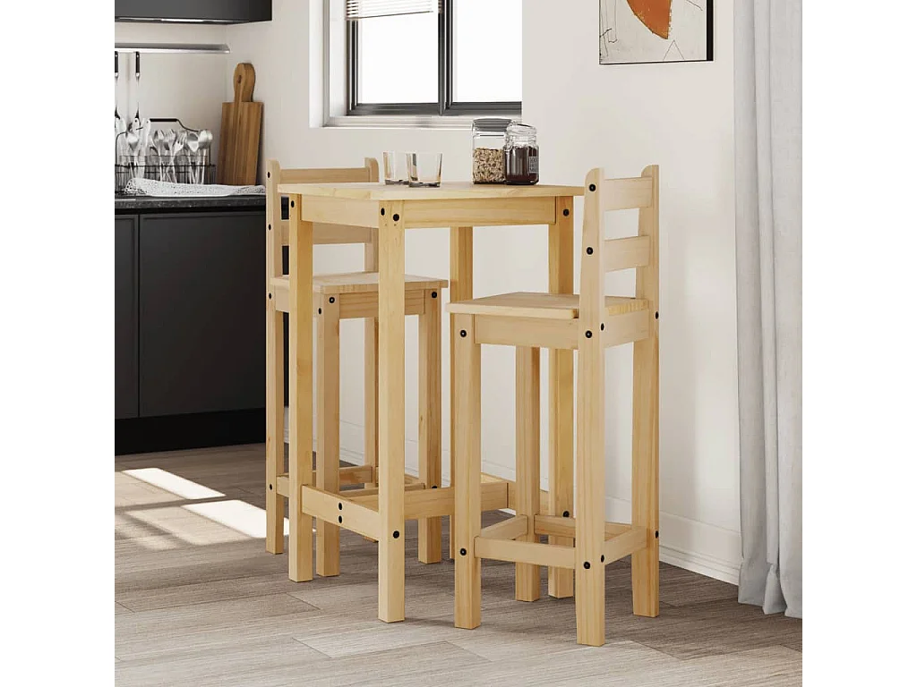 3-delige barset Massief grenenhout