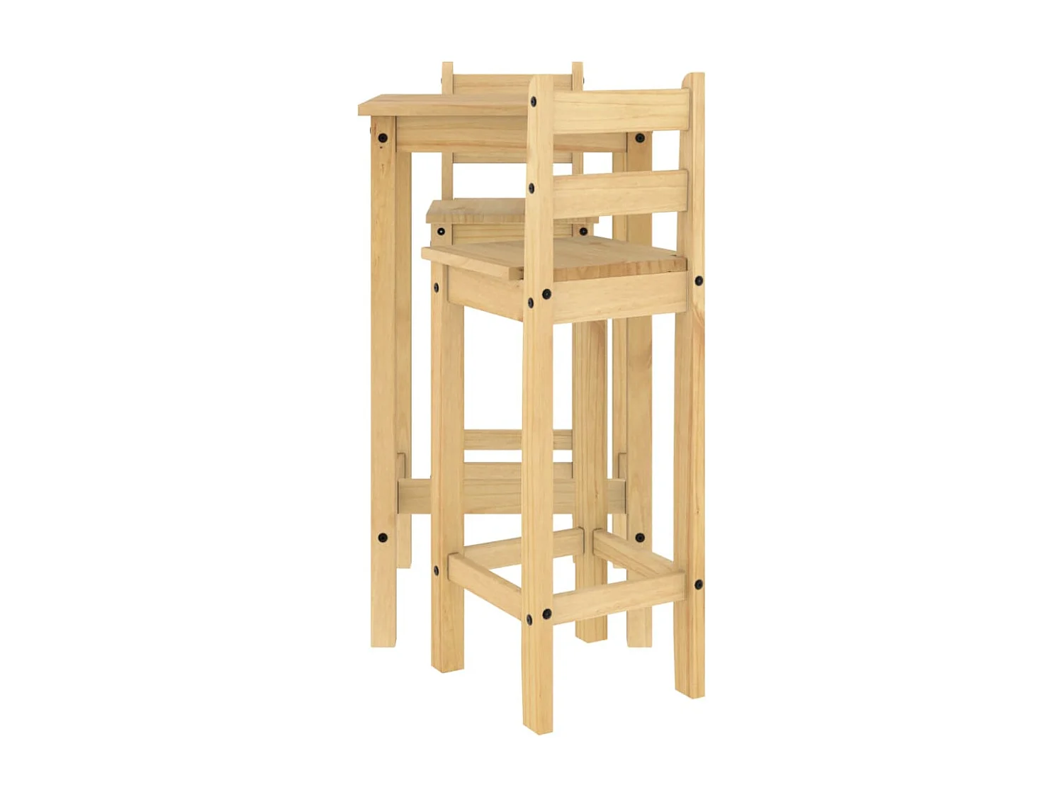 3-delige barset Massief grenenhout