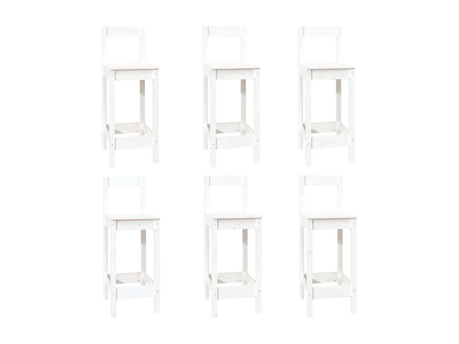 Set da bar 7 pezzi. Legno di pino massiccio bianco