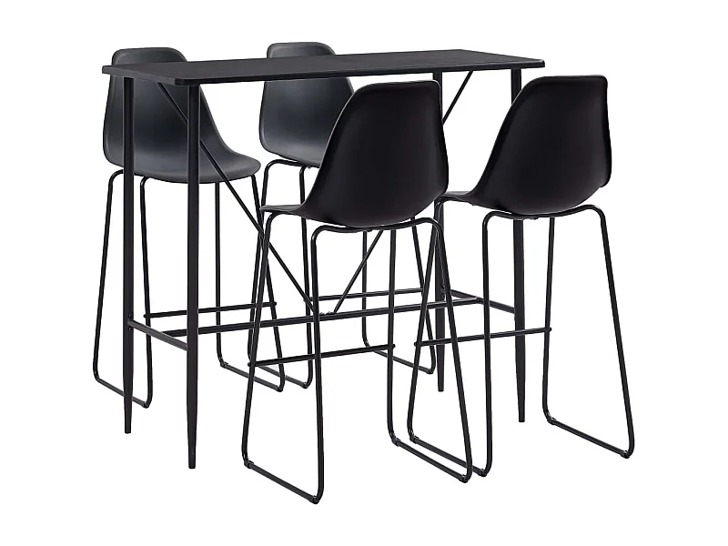 Barset 5-delig Zwart Kunststof