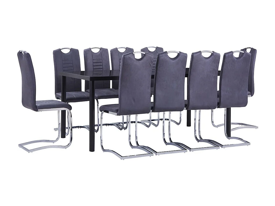 Ensemble de salle à manger 11 pcs Similicuir daim Gris