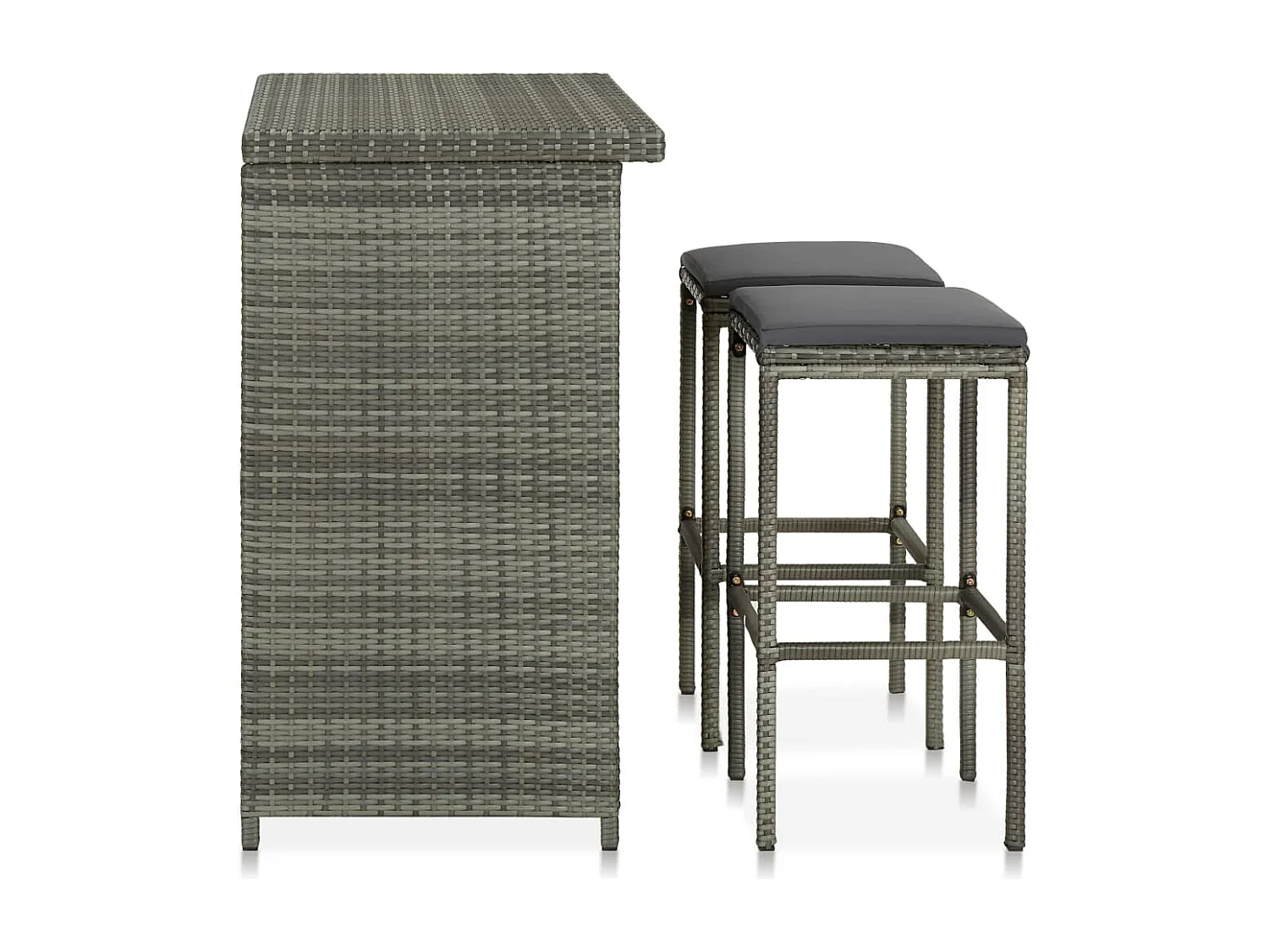 Ensemble de bar 3 pcs Résine tressée Gris