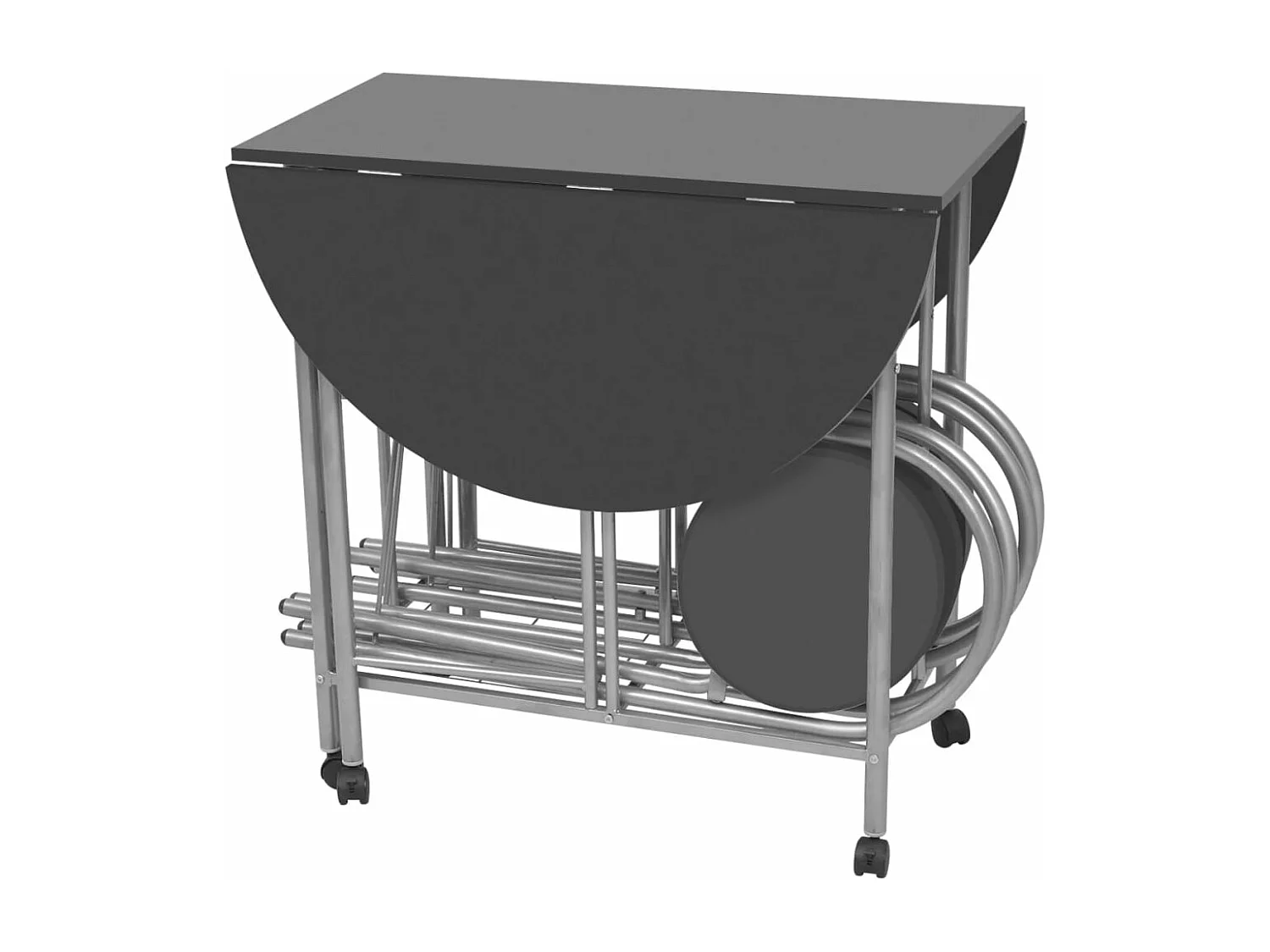 Ensemble de salle à manger pliable 5 pièces MDF noir