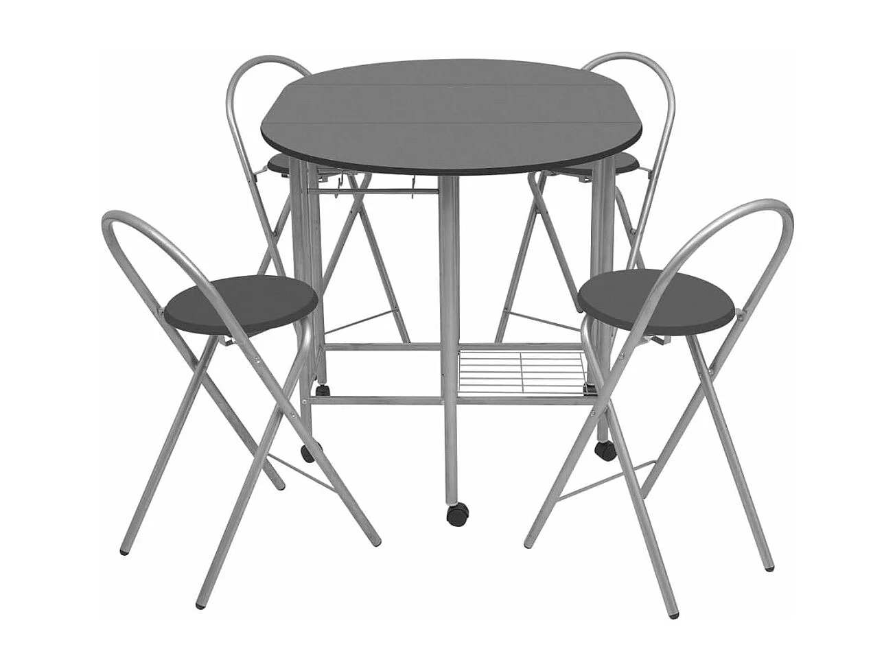 Ensemble de salle à manger pliable 5 pièces MDF noir