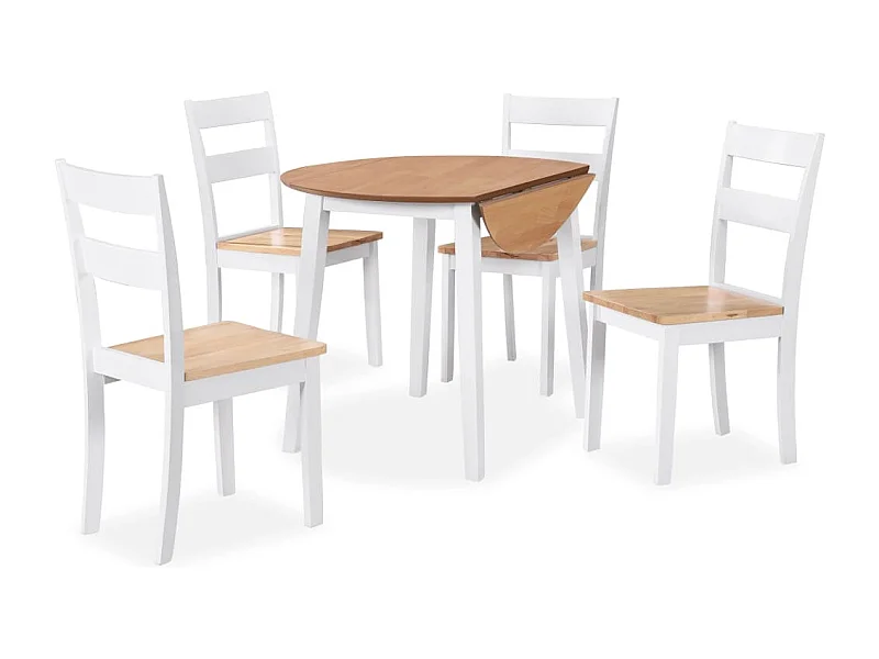 Ensemble de salle à manger 5 pcs MDF et hévéa Blanc