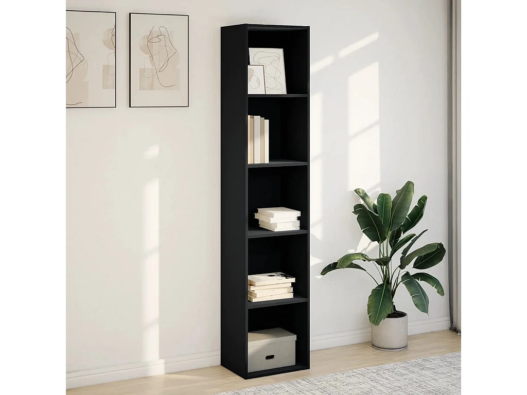 Bibliothèque noir 40x30x189 cm bois d'ingénierie